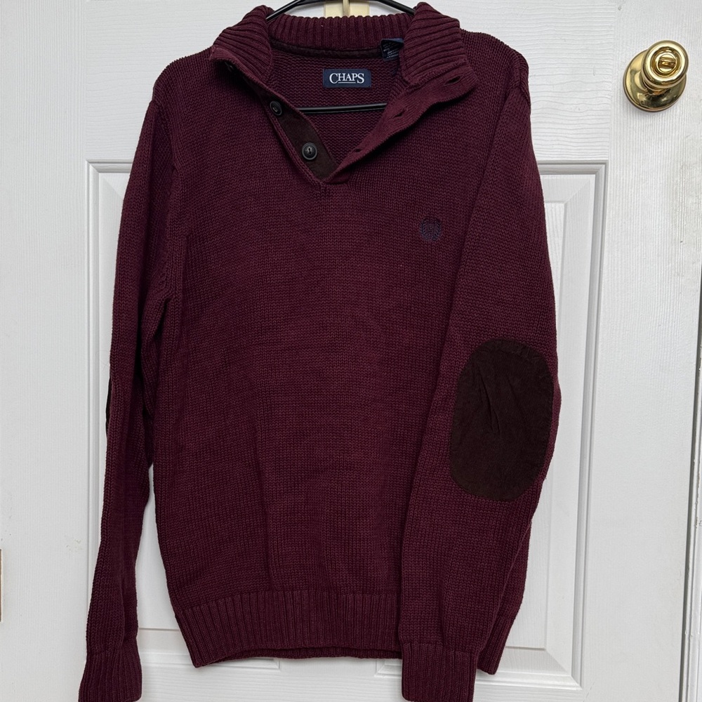 Chaps Men's Deep Burgundy Zip-Up Sweater